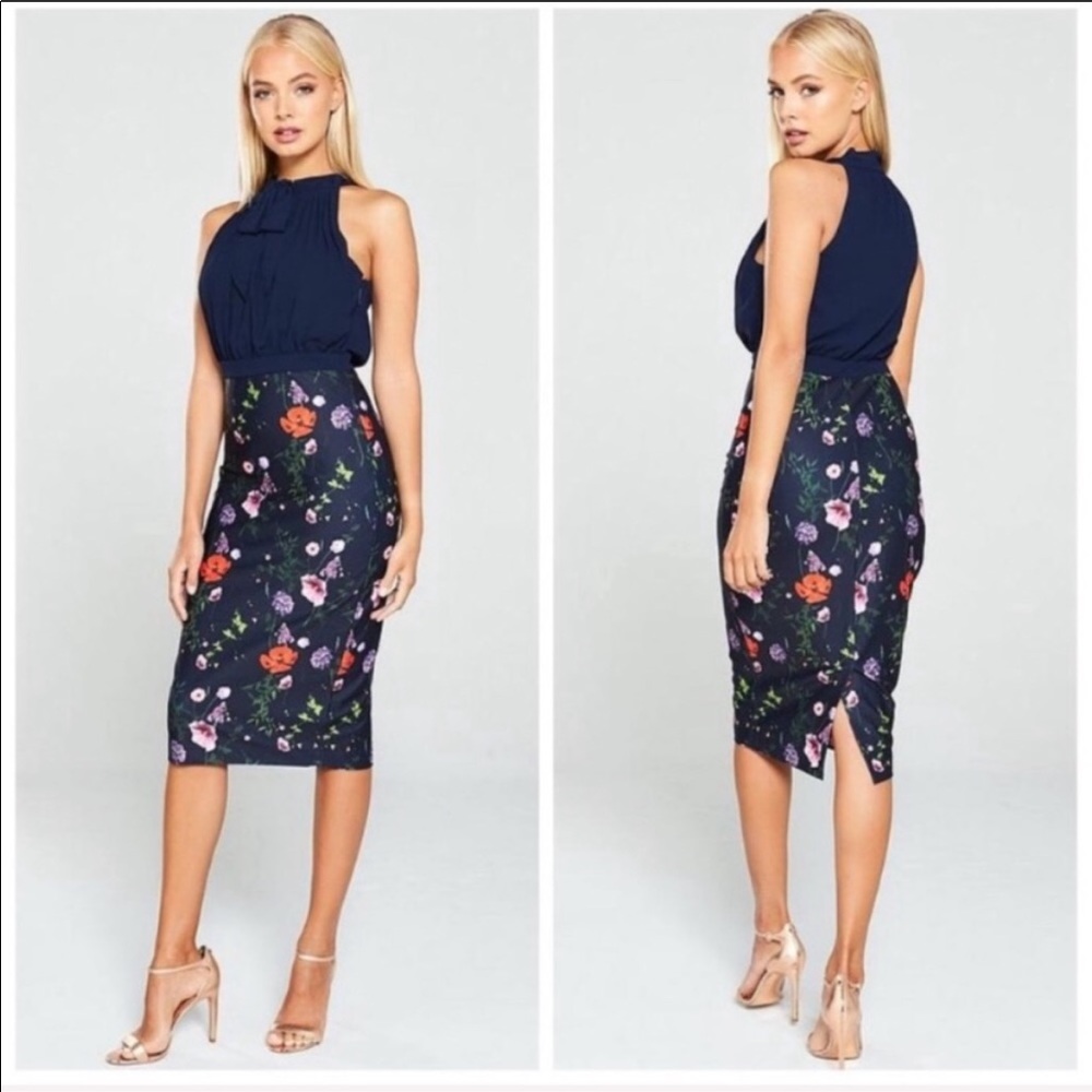 Ted Baker Shimma Pleated Halter Floral Dress Small